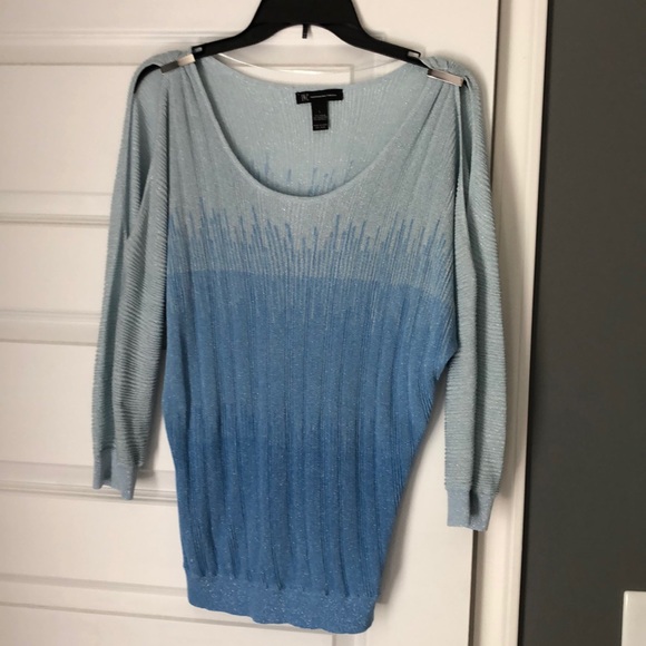 Blue sparkle cold shoulder blouse - Picture 2 of 4